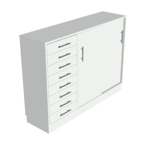 Contenitore con cassetti e porte scorrevoli