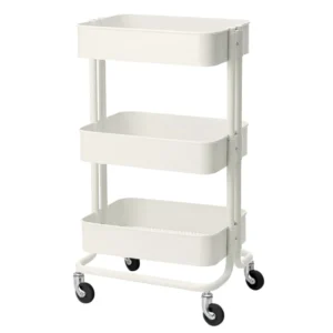 Carrello cosmetico in metallo bianco