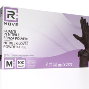 Guanti neri taglia M in nitrile senza polvere – 100 pezzi