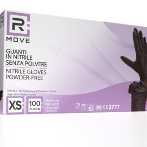 Guanti neri taglia XS in nitrile senza polvere – 100 pezzi
